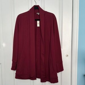 Talbots Burgundy Open-Front Blazer Jacket